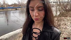 Cum dripping down my face as i walk through the public park with ripped clothes and boots!