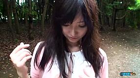 cute asian teen fingers hairy pussy then deepthroats cock in car