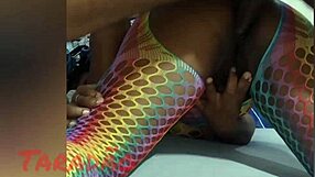 He unloads hot cum deep in the black BBW's huge ass after intense anal pounding and tit massage.