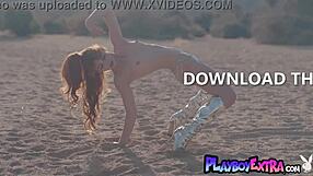 sadie's petite redhead body shows small boobs and hairy pussy outdoors