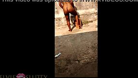 damn elvie sluts out masturbating her ebony ass pussy on phone outdoors part 2!