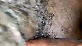 my friend's curvy ebony wife spreads wet hairy pussy on the bed for creampie