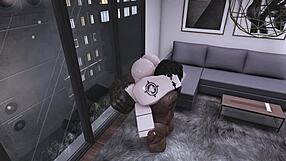 roblox goth girl with big ass and tits blows monster black cock in rough game sex