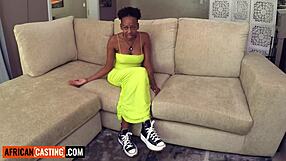 Big Ass Ebony Model Bounces on White Cock at Casting Interview?