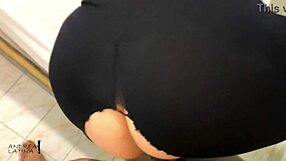 Big ass latina bent over with ripped leggings fucked doggystyle closeup