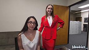 LANEY GREY And MADISON WILDE Office Threesome Group Pound