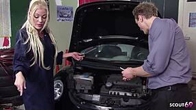 boss falls for pigtails cougar's garage seduction trap