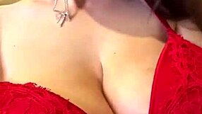 friends mom big tits red bra flashes nipples outdoor for me