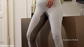 oh god soaking leggings passionately before gulping hot golden shower mouthful