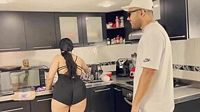 Chubby Boss Pays for Kitchen Fuck with Tiny Cock - Mia Montielth Part 1!