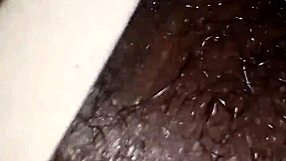 my friend's curvy ebony wife spreads wet hairy pussy on the bed for creampie