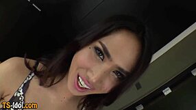 ASIAN LADYBOY TUGS OUT MASSIVE CUMSHOT!