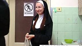 Naughty Nuns in Stockings Fuck with Food Licking Pussies and Tits