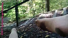 German Nylon Pantyhose Flashing in Outdoor Forest Feet Fetish Walk
