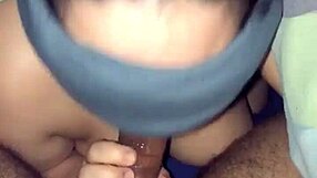 Blindfolded Latina Sucks and Deepthroats Old Masked Cock