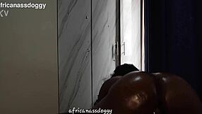 Soft jiggly ebony ass bounces wildly riding big black cock doggystyle in bed