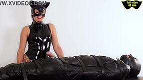 Goddess, your bound slave worships your boots before facesitting humiliation ruins him