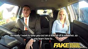 Hey busty blonde, your deepthroat skills on my monster cock just nailed the fake driving school job!