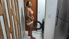 Stuck In Washing Machine, Luna Oliveira's Big Ass Gets Fucked Hard by StepSon Vagninho's Monster Cock