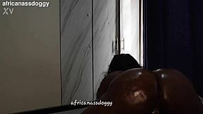 Soft jiggly ebony ass bounces wildly riding big black cock doggystyle in bed