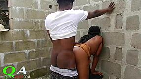 Chubby black bbw bent over fucked rough by monster bbc in building
