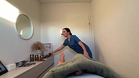 NURSE TURNS MASSAGE INTO WILD CUM-SWALLOWING DEEPTHROAT FUCK!!