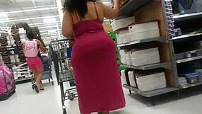 pink see thru dress hides phat booty candid voyeur tease