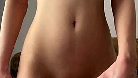 Skinny teen maiskii fingers her shaved pussy horny solo for you striptease