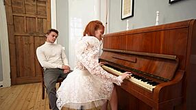 my piano teacher skips lessons to fuck me hard with her tight pussy gripping my cock