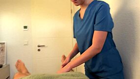 NURSE TURNS MASSAGE INTO WILD CUM-SWALLOWING DEEPTHROAT FUCK!!