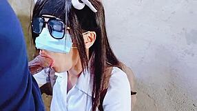 pinay college teen sloppy blowjob with construction worker close up