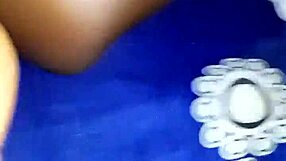 my friend's curvy ebony wife spreads wet hairy pussy on the bed for creampie