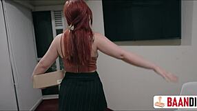 pretty redhead real estate agent fucks her future latina tenant with dildo