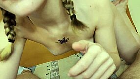 excited teen bitch gulps monster cock face drowned in thick sperm!