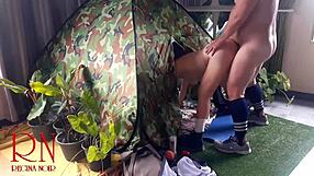 Fuck yeah a stranger dominates and pounds nudist lady's pussy hard in forest camp full outdoor nature sex video!