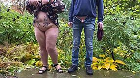 Chubby Bbw Housewife Flashes Saggy Tits And Wet Pussy Outdoor With Lover