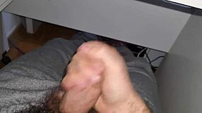guy strokes his hairy cock all day long