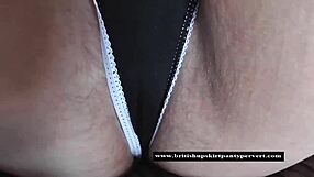 British Mature Housewife's Upskirt Asshole Filled with Hot Cum