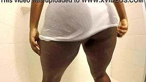 Big ass pornstar showers while fucking massive dildo deep