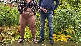 Chubby Bbw Housewife Flashes Saggy Tits And Wet Pussy Outdoor With Lover