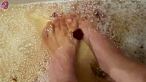 Hey after that tough workday i'm washing my tattooed feet with rose petals and herbs