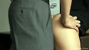 Horny secretary bends over desk for boss's monster cock in mouth pussy and tight anal!