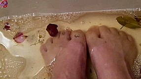 Hey after that tough workday i'm washing my tattooed feet with rose petals and herbs