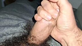 guy strokes his hairy cock all day long