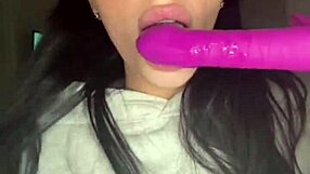 horny american teen exchange student squirts hard during solo toy masturbation on webcam