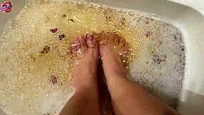 Hey after that tough workday i'm washing my tattooed feet with rose petals and herbs