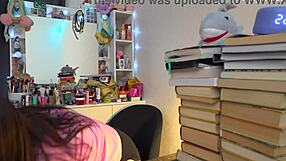 Russian milf films dirty talk solo toy play backstage in backroom