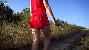 Miniskirt Girl Flashes Butt and Thong Outdoors!