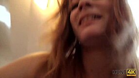 angry boyfriend watches his slutty redhead gf cheat fingering blowjob sex for cash