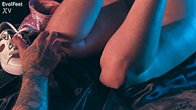 My heart races up close with artemis' sweaty nylon feet and toes
